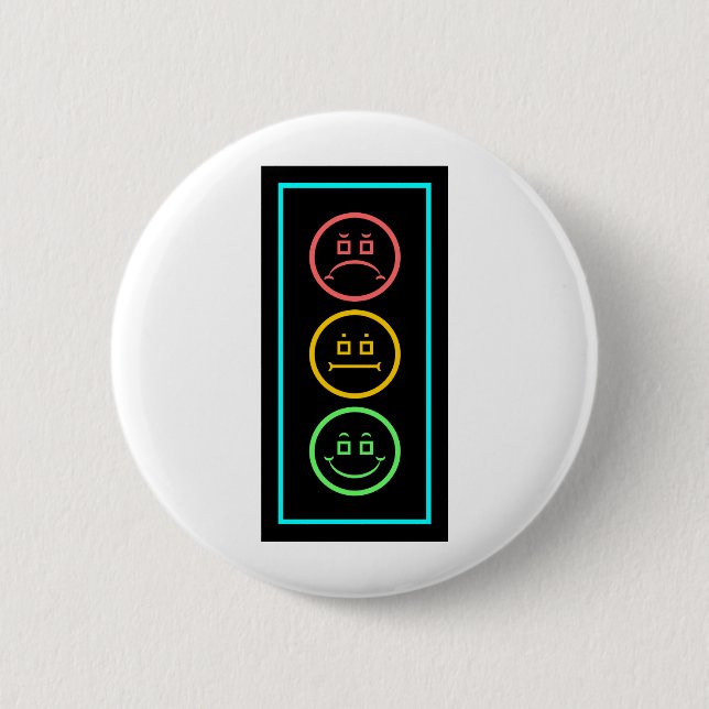 Neon Moody Stoplight 2 Inch Round Button (Front)