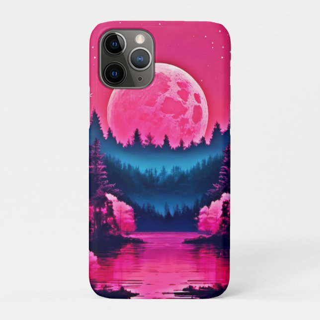 Neon Moonlit Fantasy Forest Lake Case-Mate iPhone Case (Back)