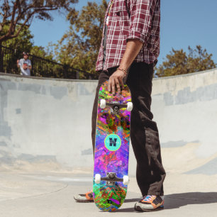 Neon Mosaic Abstract Dd Brand Personalized Skateboard