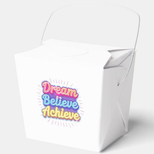 Neon motivational quote 'Dream believe achieve' Favor Box