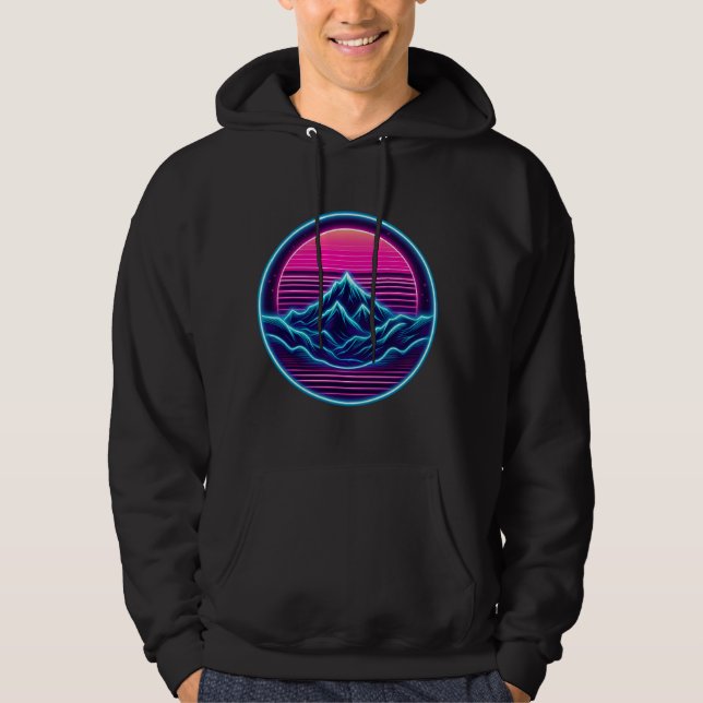Neon Mountain Circle – Retro Adventure Shirt (Front)