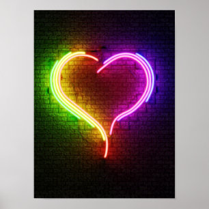 Neon Multi-Color Heart Poster