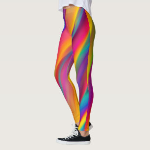 Neon Multi Colour Rainbow Stripe Leggings