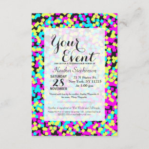 Neon Multi-Coloured Fun Confetti Invitation