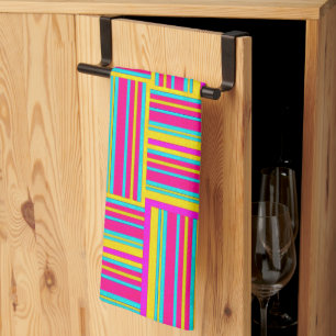 Neon Multi Coloured Weaved Squares Kitchen Towel