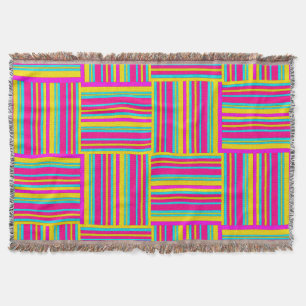 Neon Multi Coloured Weaved Squares Throw Blanket