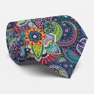 Neon Multicolor floral Paisley pattern Tie