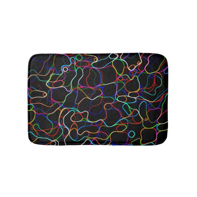 Neon Multicolored Curvy Line Pattern -COOL Bath Mat (Front)