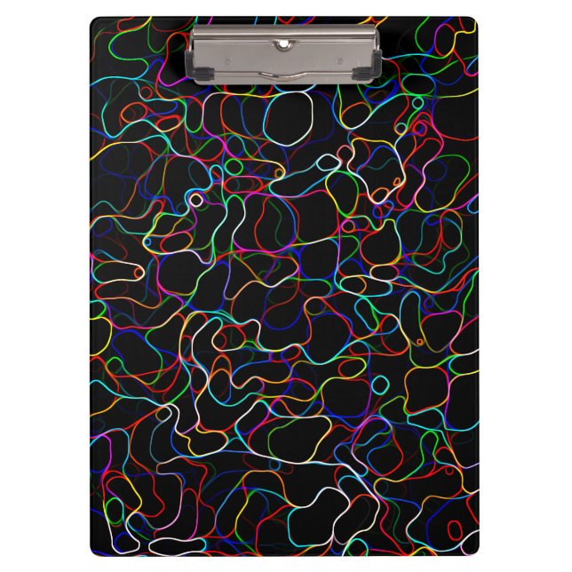 Neon Multicolored Curvy Line Pattern -COOL Clipboard (Front)