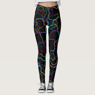 Neon Multicolored Curvy Line Pattern -COOL Leggings