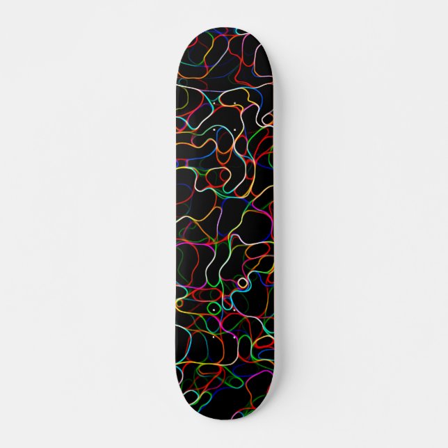 Neon Multicolored Curvy Line Pattern -COOL Skateboard (Front)