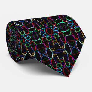 Neon Multicolored Curvy Line Pattern -COOL Tie