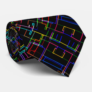 Neon Multicolored Line Pattern -COOL Tie