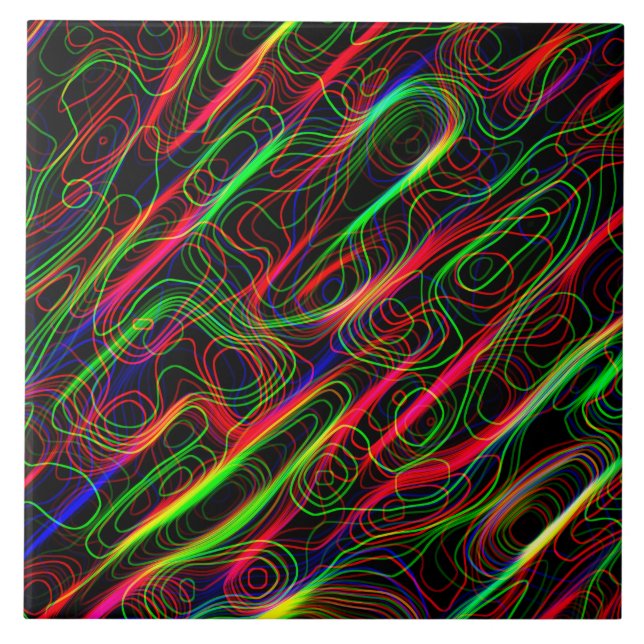 Neon Multicolored Lines Tile (Front)