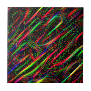 Neon Multicolored Lines Tile