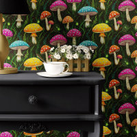 Neon Mushrooms and Ferns