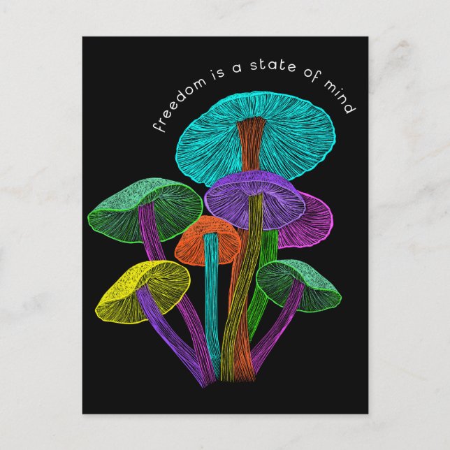 Neon Mushrooms Freedom est une carte postale de l' (Devant)