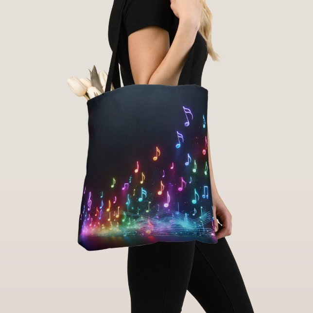 Neon Musical Notes  Tote Bag (Close Up)