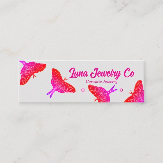 Neon Mystical Luna Moth Jewellery Stud Business Ca Mini Business Card (Front)