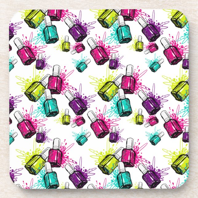 Neon Nail Polish Pattern Coaster (Front)