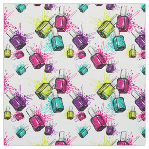 Neon Nail Polish Pattern Fabric