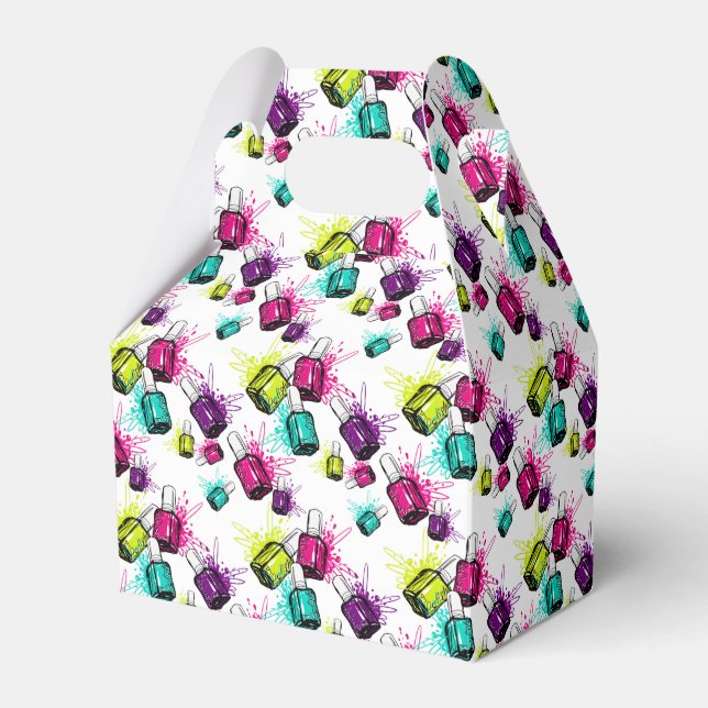 Neon Nail Polish Pattern Favor Box (Front Side)