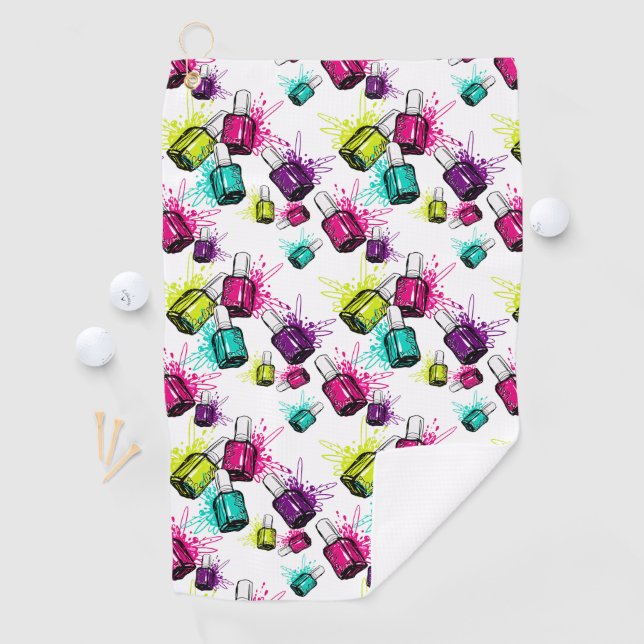 Neon Nail Polish Pattern Golf Towel (InSitu)