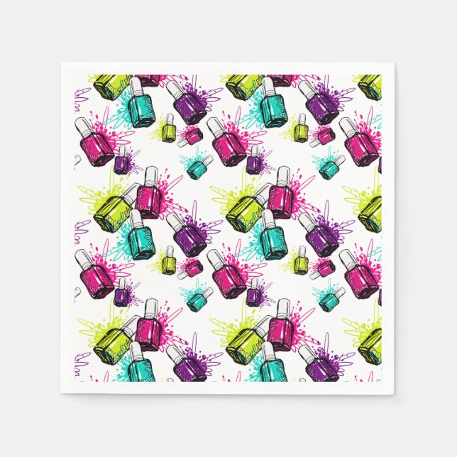 Neon Nail Polish Pattern Napkin (Front)