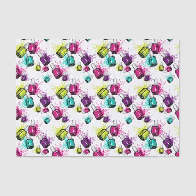 Neon Nail Polish Pattern Tissue Paper (Front)