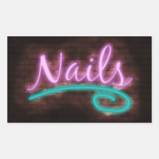 Neon Nails Sign Sticker (Front)