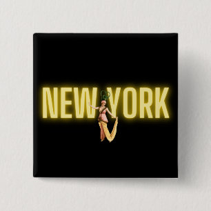 Neon New York & Vintage Beauties   2 Inch Square Button