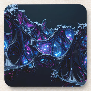 Neon Nexus: Interwoven Techno-Organic Structure Coaster
