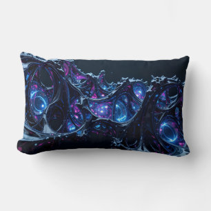 Neon Nexus: Interwoven Techno-Organic Structure Lumbar Pillow