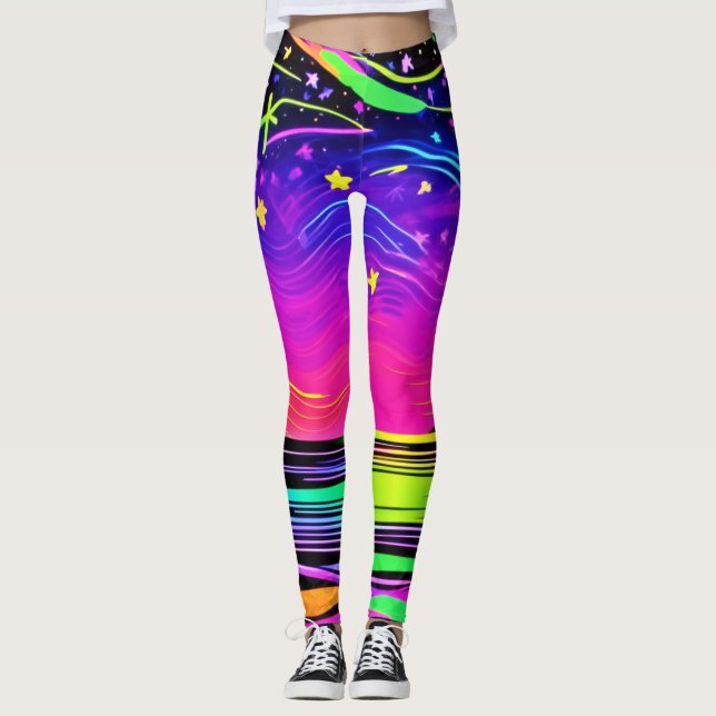 Neon Night Beachscape Leggings (Front)