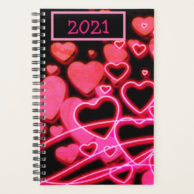 "Neon Night Party" Hearts and Love Planner (Front)