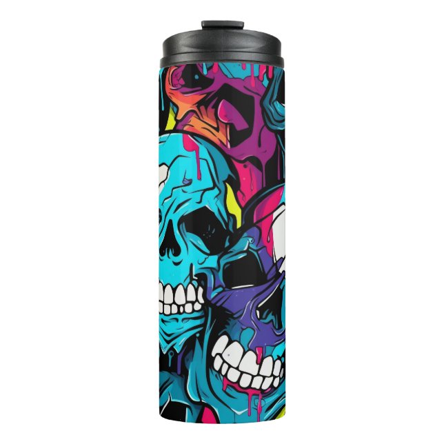 Neon Night Skulls Thermal Tumbler (Front)