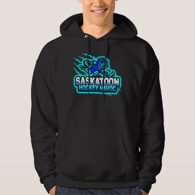 Neon Nights Hockey Havoc in Saskatoon Hoodie (Front)