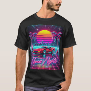 Neon Nights Retro 80s Art Print – Cityscape T-Shirt