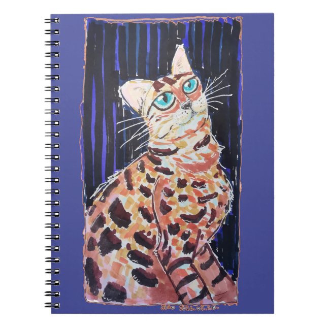 Neon Noir Bengal Cat Notebook (Front)