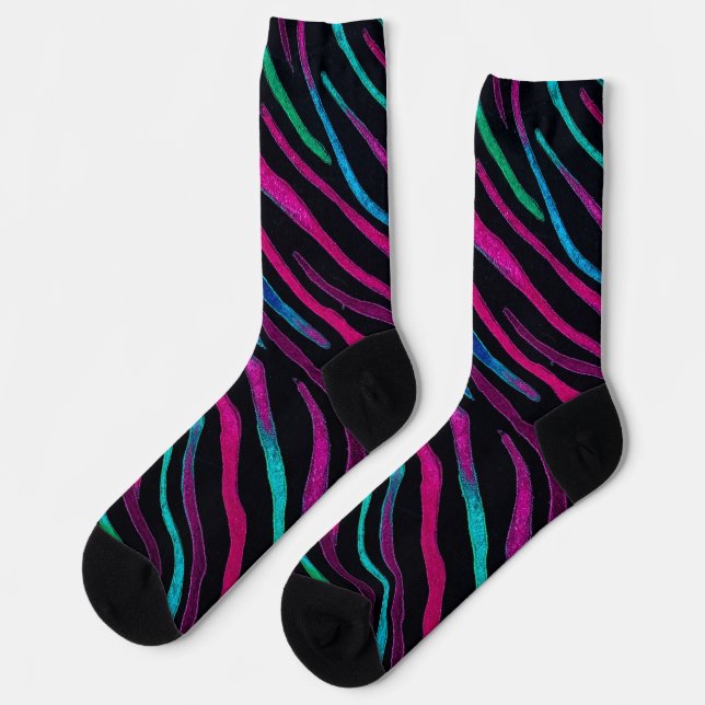 Neon Noir Zebra Pattern Socks (Left)