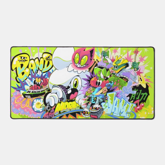 Neon Noise – Cartoon Band Mouse Pad (Front)