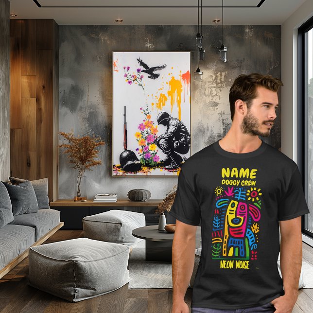 Neon Noise Dog – Abstract Geometric Animal  T-Shirt (Creator Uploaded)