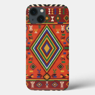 Neon Nomad Soul -Vibrant Tribal Geometric Tapestry iPhone 13 Case