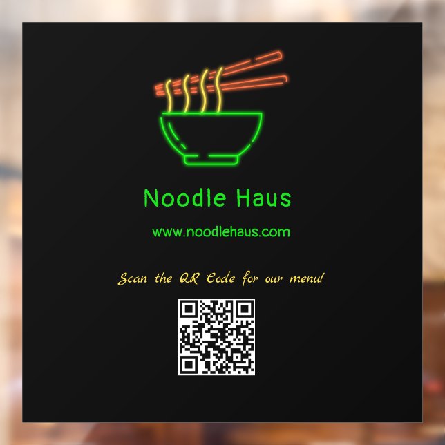 Neon Noodle Bowl Custom Restaurant  Window Cling (Sheet 2)