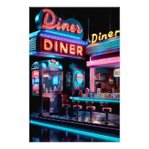 "Neon Nostalgia: Vintage Diner Lights Poster"