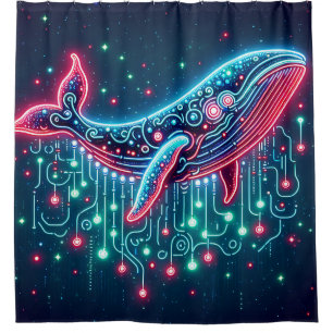 “Neon Ocean Rhythms - Retro Whale Art”