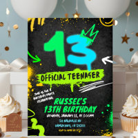 Neon Official Teenager Graffiti 13 birthday