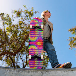 Neon Ombre Stripe Skateboard