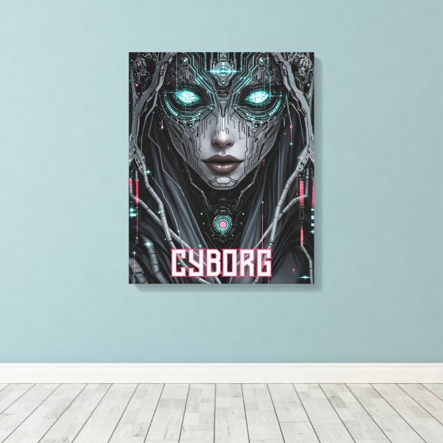 Neon Oracle Cyborg Canvas Print (Insitu(Wood Floor))