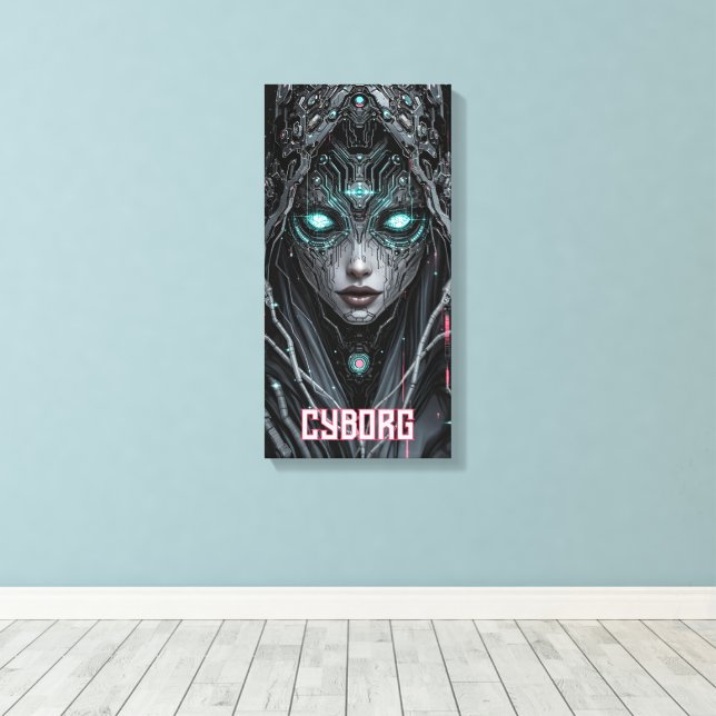Neon Oracle Cyborg Canvas Print (Insitu(Wood Floor))